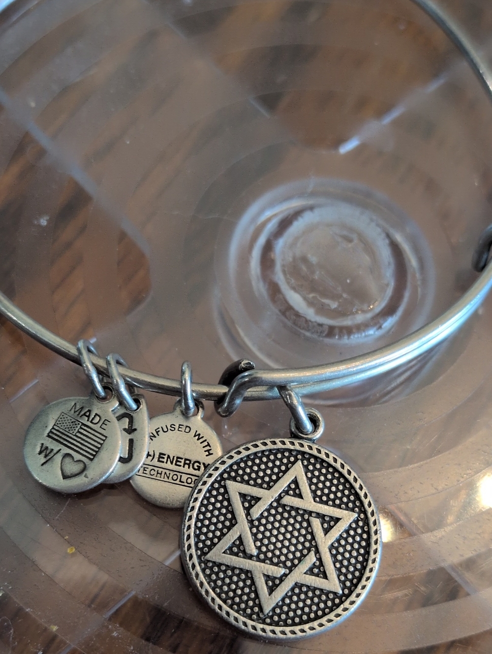 Alex and Ani Star of David III Expandable Wire  Bracelet Silver